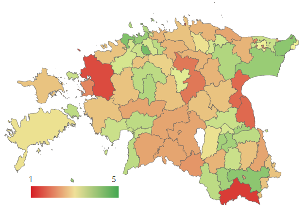 Tulemused Eesti kaardil