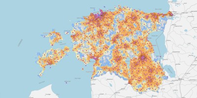 pilt rakendusest, Eesti kaart